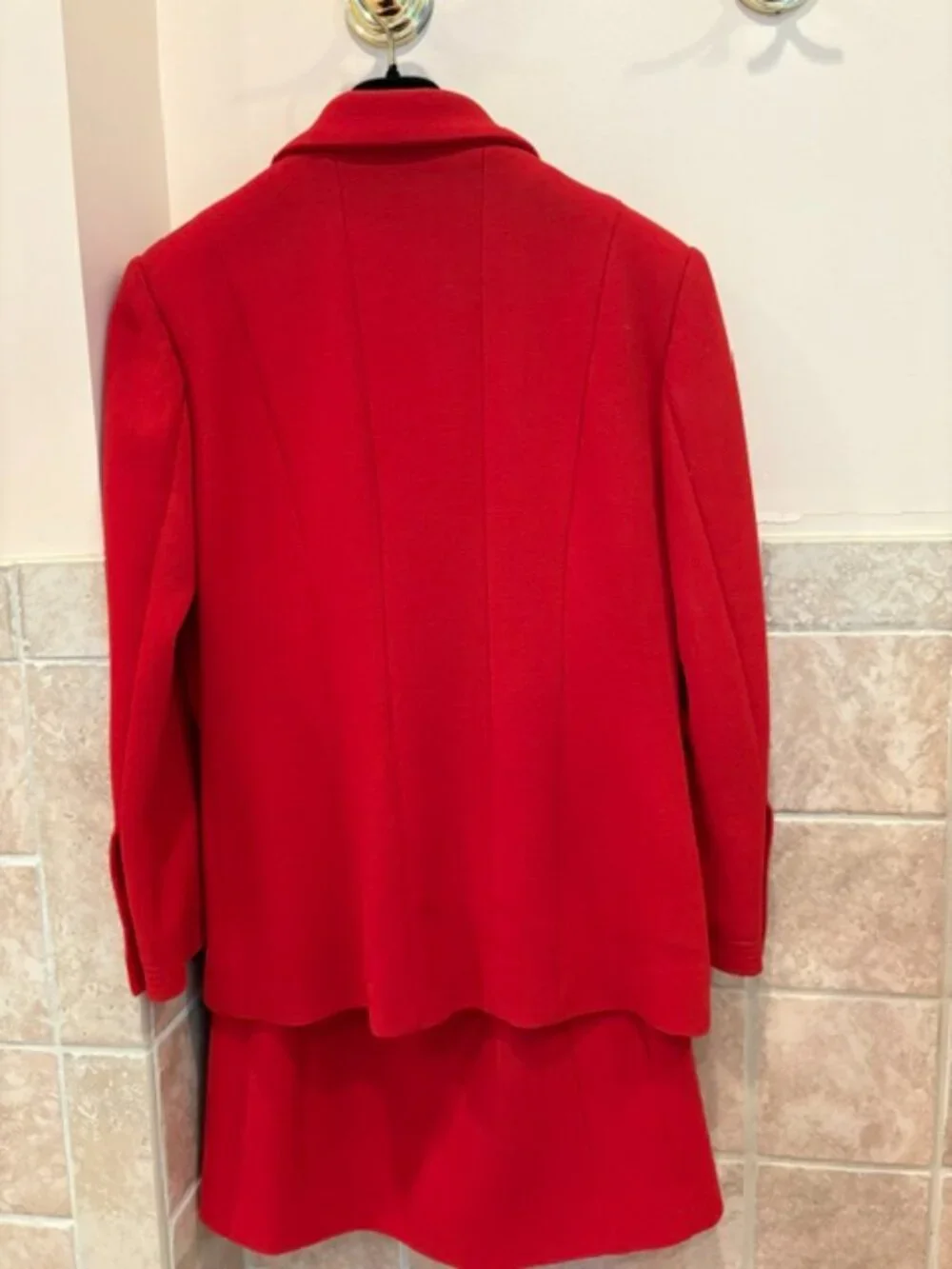 Vintage Chanel skirt suit, Red, Elephant buttons, Karl Lagerfeld Bloomingdale's